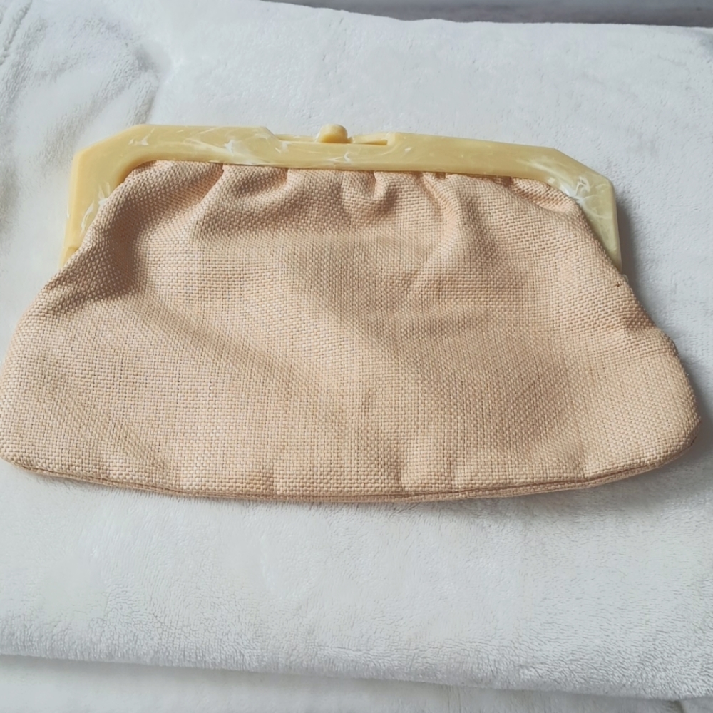 Classic Beige Clutch with Ivory Frame